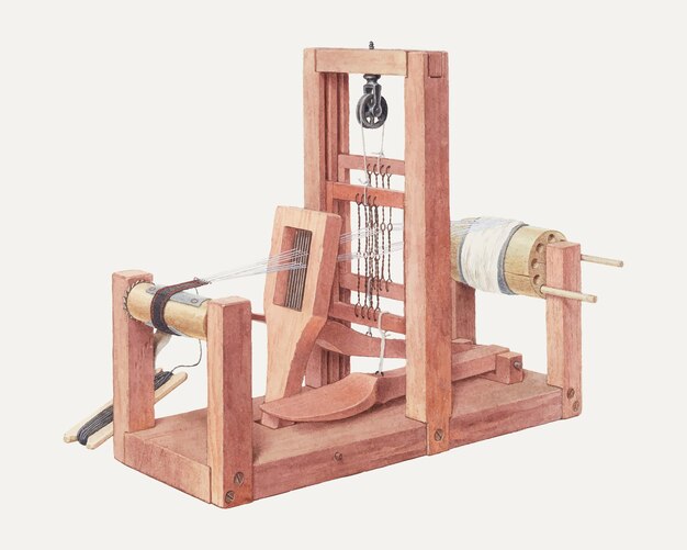 Vector de ilustración de telar manual vintage, remezclado de la obra de arte de Alfred H. Smith