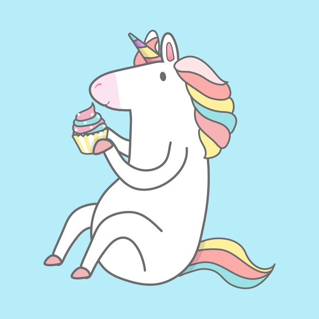 Vector de ilustración de unicornio mágico del arco iris