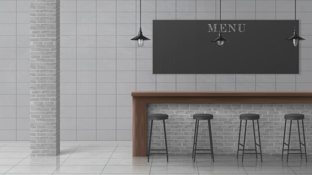 Vector interior de diseño minimalista de bar o pub
