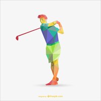 Vector gratuito vector jugador de golf poligonal