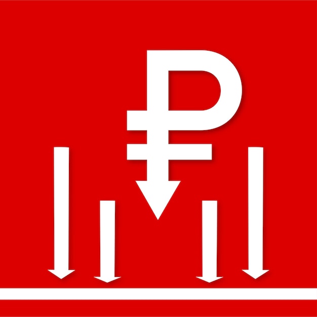 Vector libre de la bandera del diseño de las redes sociales del fondo blanco rojo del rublo ruso