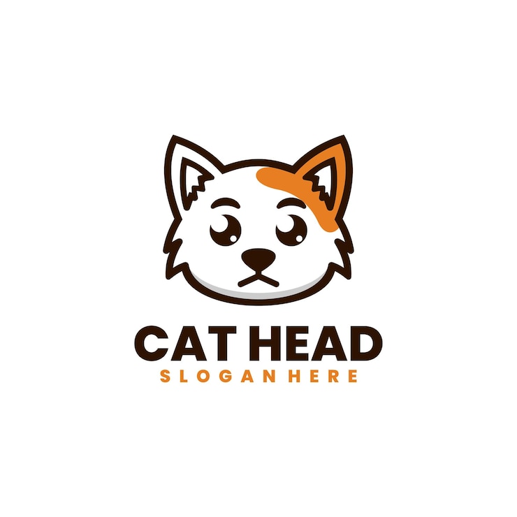 Vector gratuito vector libre cabeza de gato diseño de logotipo de mascota simple