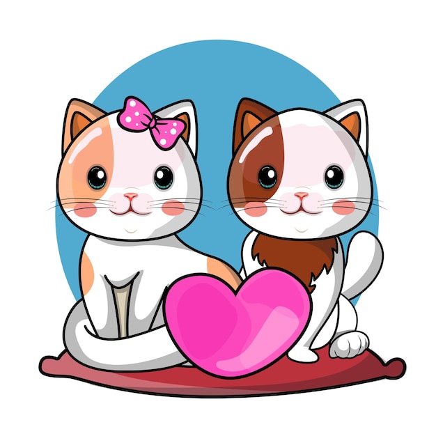 Vector libre linda pareja de animales del día de san valentín