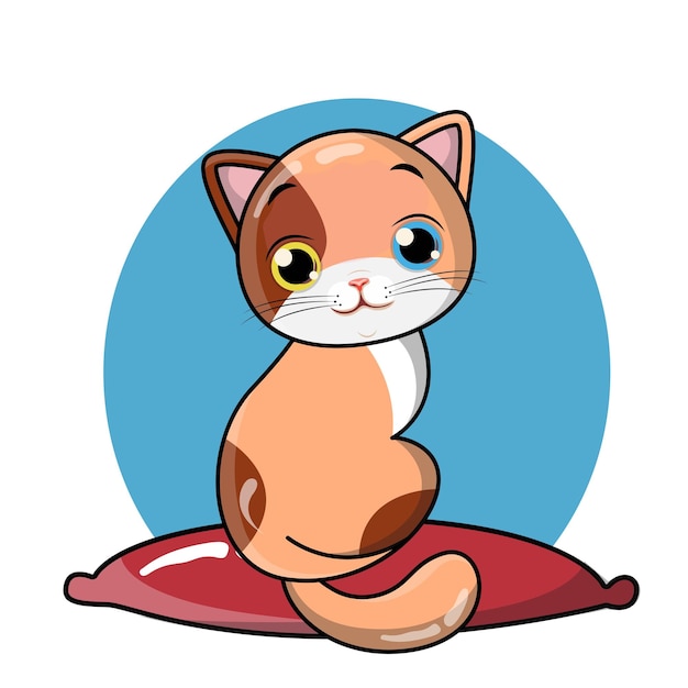Vector libre lindo gato sentado dibujos animados vector icono ilustración