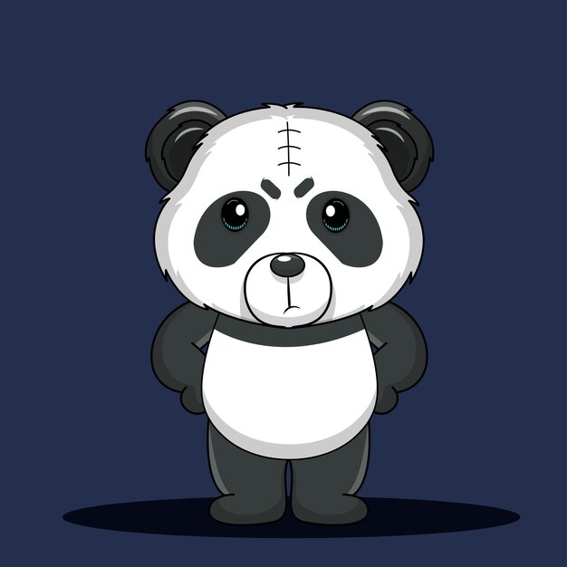 vector, lindo, bebé, caricatura, panda, icono, vector