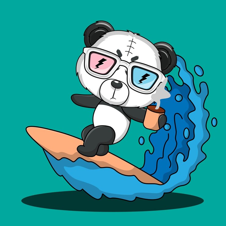 Vector gratuito vector, lindo, bebé, caricatura, panda, icono, vector