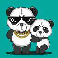 Vector gratuito vector, lindo, bebé, caricatura, panda, icono, vector