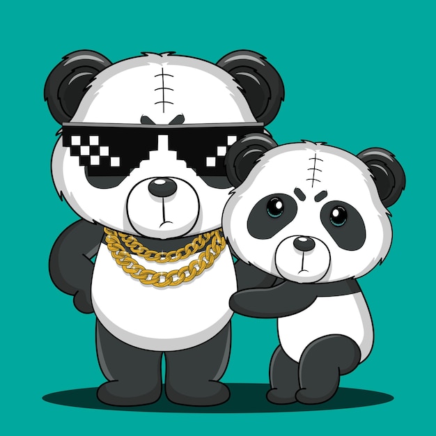 vector, lindo, bebé, caricatura, panda, icono, vector