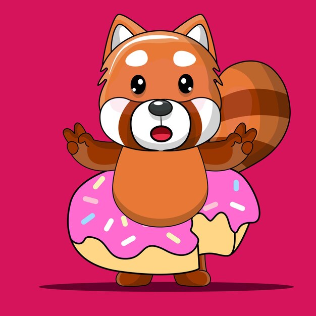Vector lindo bebé panda rojo de dibujos animados en traje de pirata