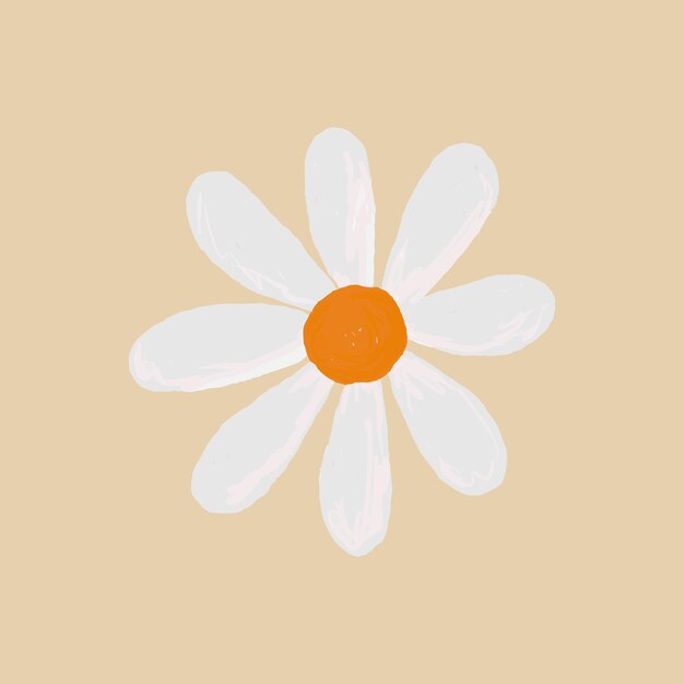 Vector lindo del elemento de la flor de la margarita en estilo dibujado a mano del fondo beige