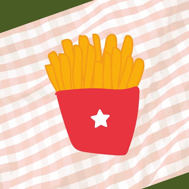 Vector lindo de la etiqueta engomada del garabato de las papas fritas