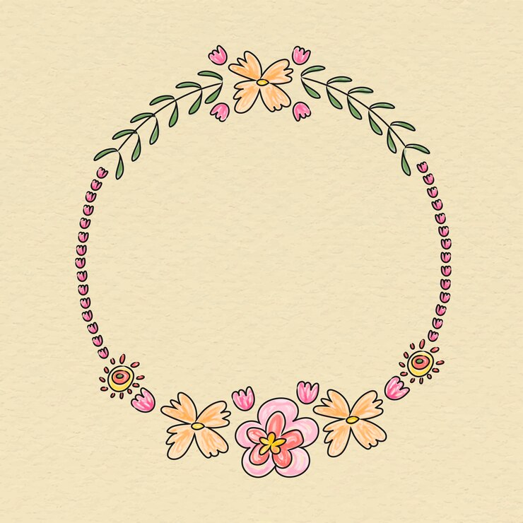 Vector gratuito vector lindo garabato guirnalda floral