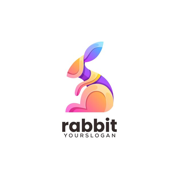 Vector Logo Ilustración Conejo Estilo Colorido Degradado