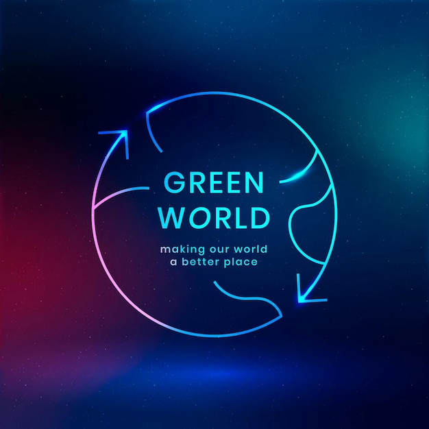 Vector de logotipo ambiental global con texto de mundo verde