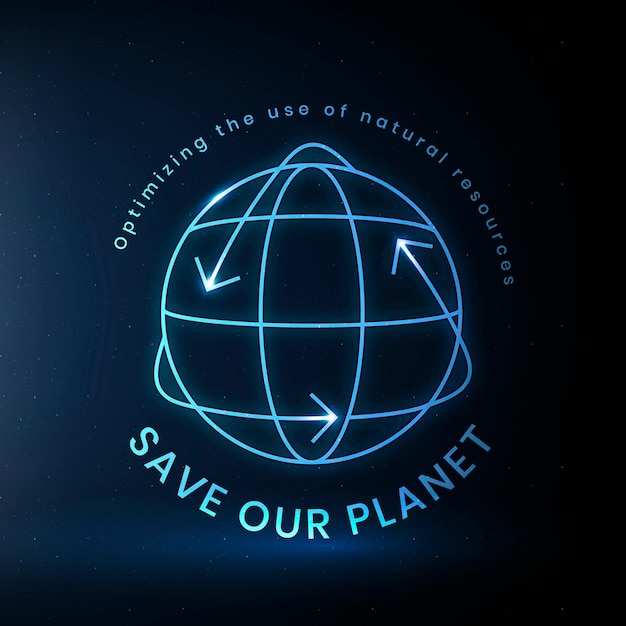 Vector de logotipo ambiental global con texto de salvar nuestro planeta