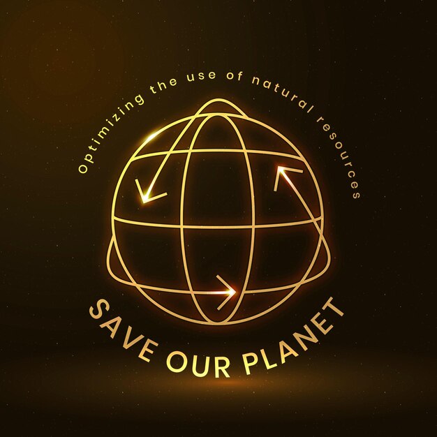 Vector de logotipo ambiental global con texto de salvar nuestro planeta