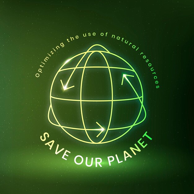 Vector de logotipo ambiental global con texto de salvar nuestro planeta