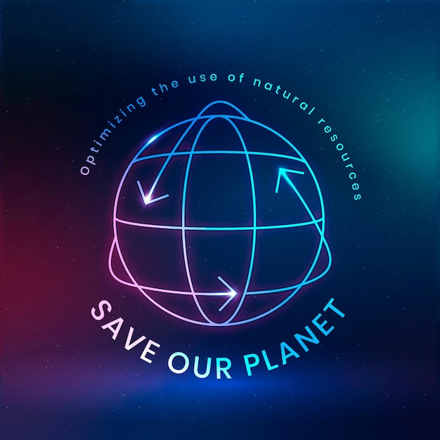 Vector gratuito vector de logotipo ambiental global con texto de salvar nuestro planeta