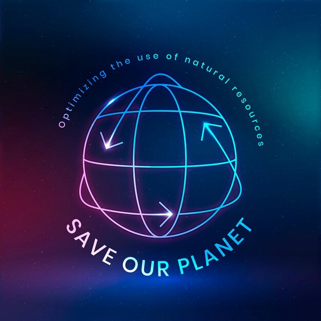 Vector de logotipo ambiental global con texto de salvar nuestro planeta