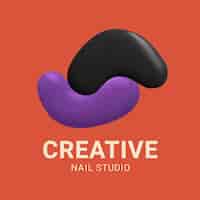 Vector gratuito vector de logotipo editable de pintura de color para estudios de uñas creativos
