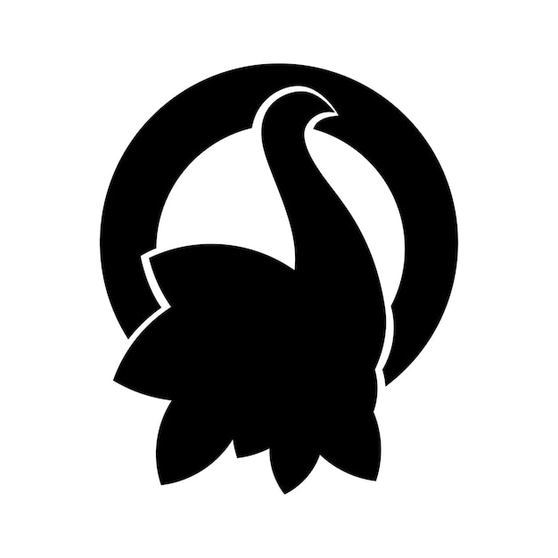 Vector de logotipo de pavo real de silueta negra