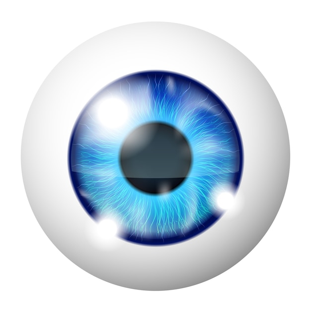 Vector macro de ojo humano azul sobre blanco