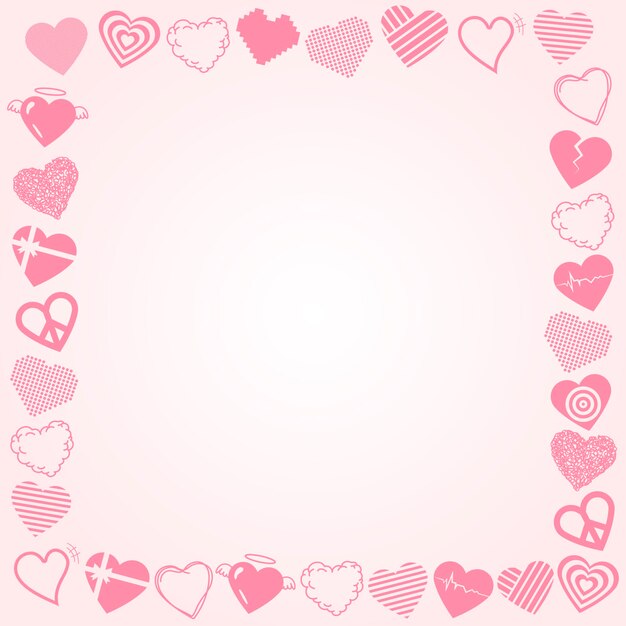 Vector de marco de corazón lindo, diseño de borde de día de San Valentín