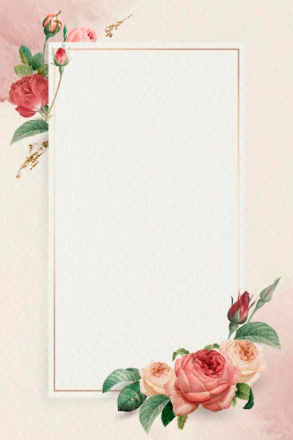 Vector de marco dorado rectángulo floral