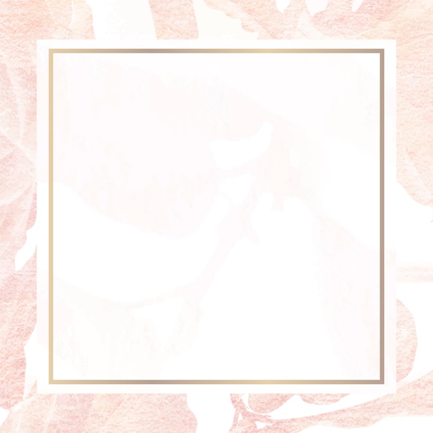 Vector de marco estampado de hoja de plátano rosa vintage