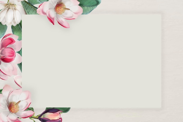 Vector de marco floral floreciente rosa