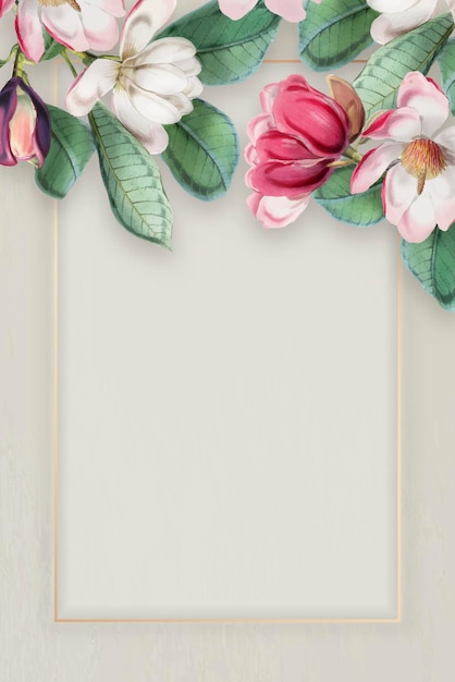 Vector de marco floral floreciente rosa
