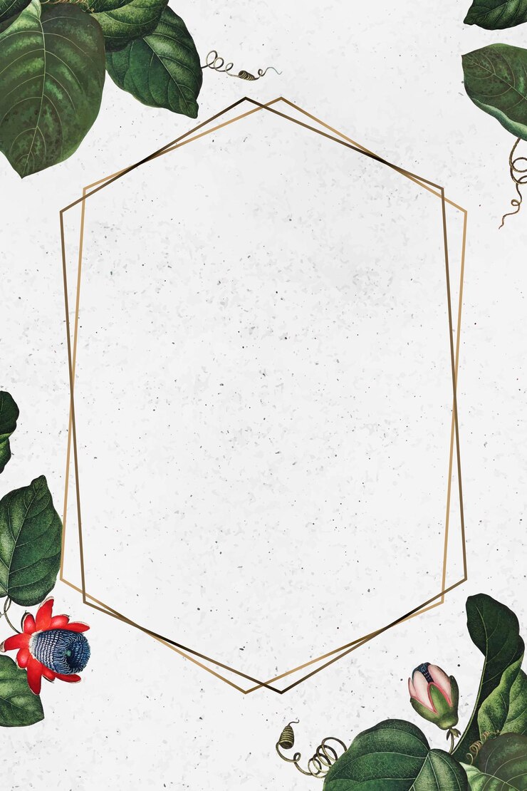 Vector gratuito el vector de marco hexagonal de flor de pasión alada