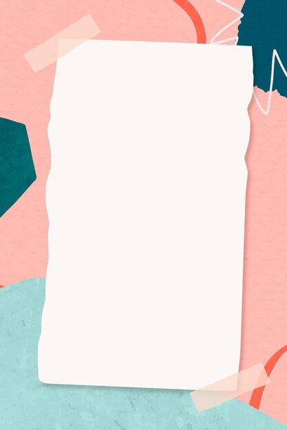 Vector de marco de nota de papel en patrón de Memphis