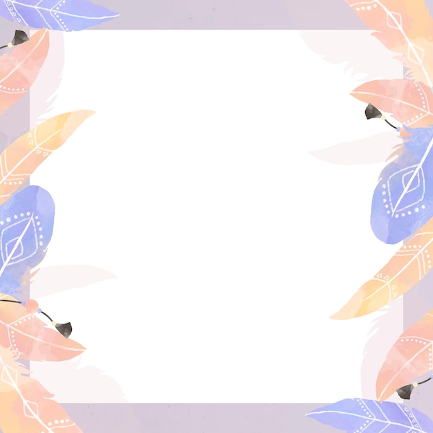 Vector de marco de pluma bohemia pastel