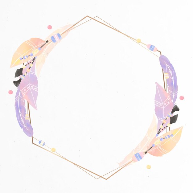 Vector de marco de plumas pastel boho