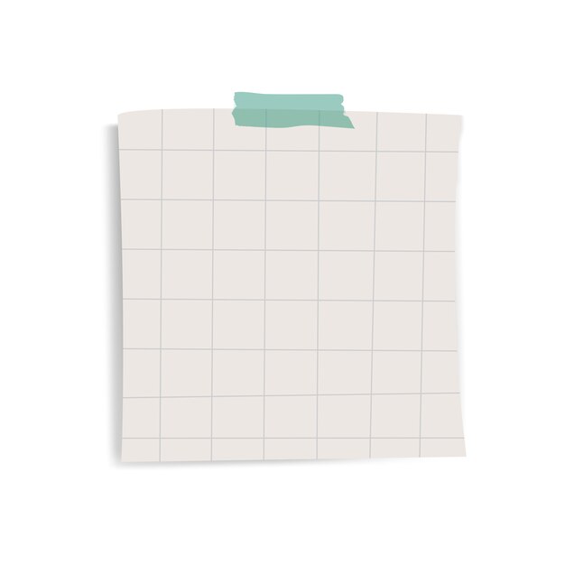 Vector de nota de papel de recordatorio de cuadrícula cuadrada en blanco