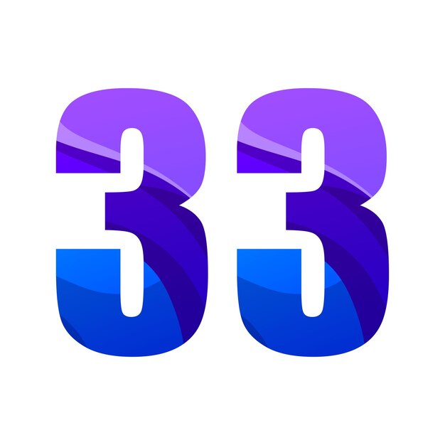 Vector número 33 colorido diseño degradado