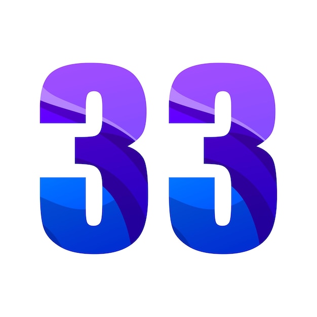 Vector número 33 colorido diseño degradado