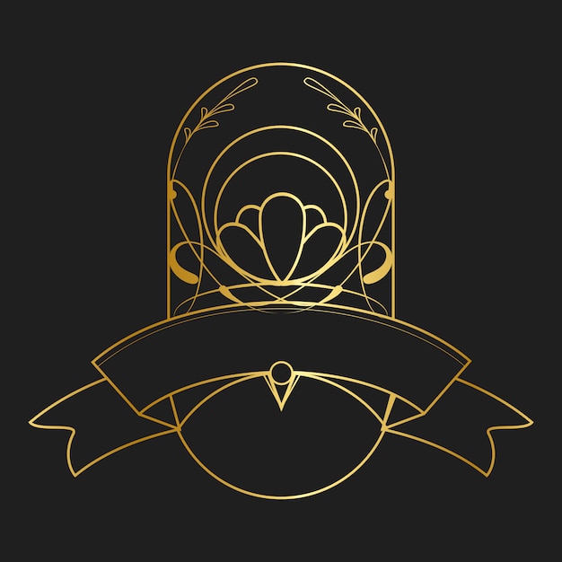 Vector de oro vintage art nouveau insignia