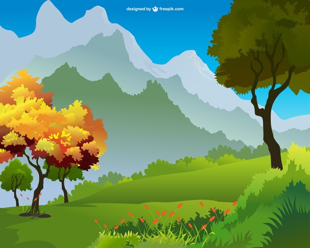 Vector de paisaje con montaña