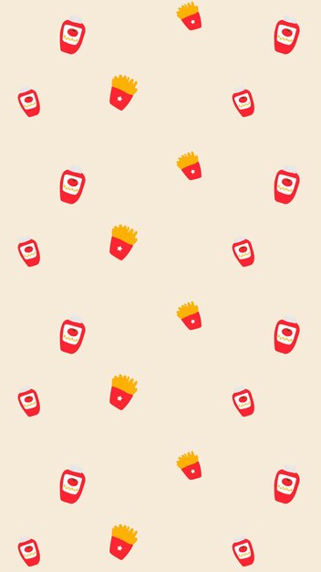 Vector papas fritas ketchup sin fisuras de fondo