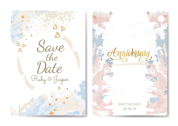 Vector pastel tarjetas de boda y aniversario