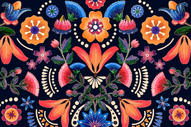 Vector de patrón de flor étnica mexicana