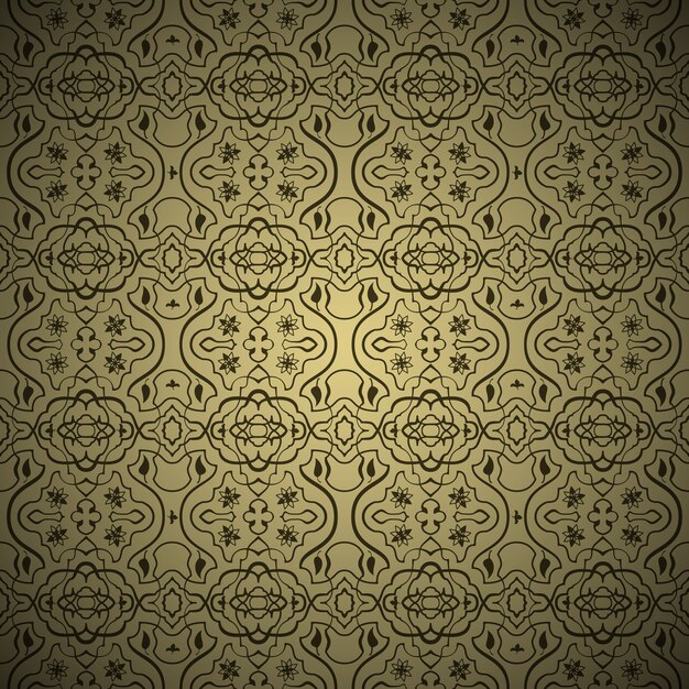 Vector Patrón de fondo árabe transparente. Oro y negro