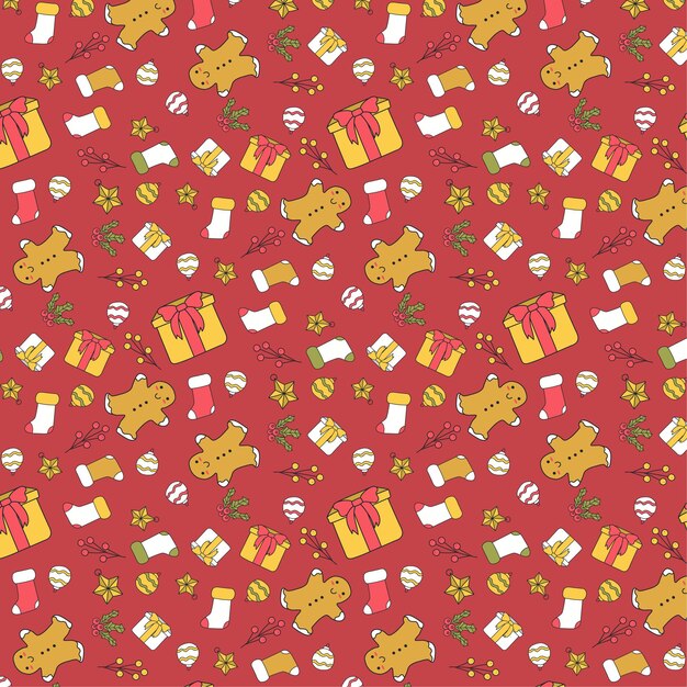 Vector patrón de Navidad sobre fondo rojo
