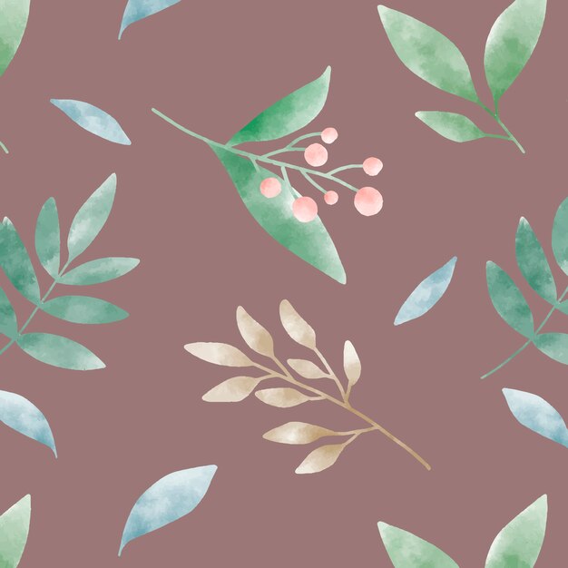 Vector de patrones de hoja verde acuarela