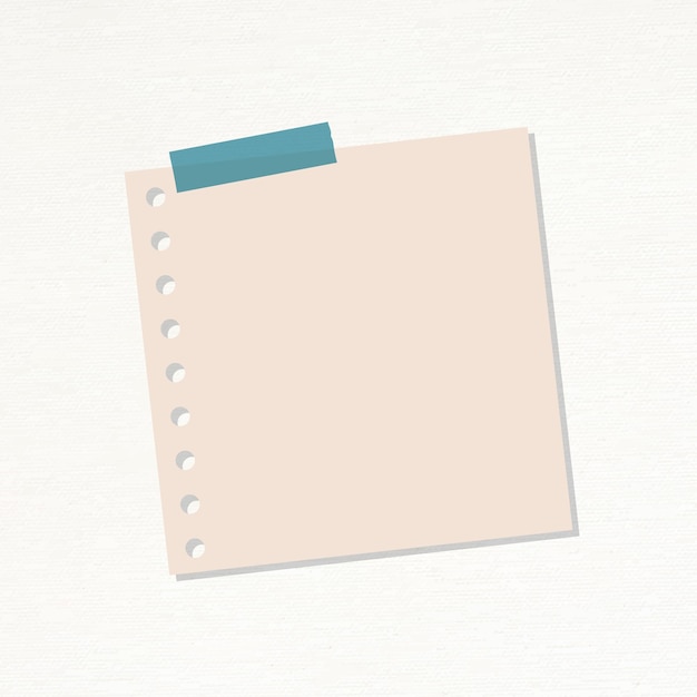 Vector de pegatina de diario de papel de carta perforado con agujero rosa desnudo