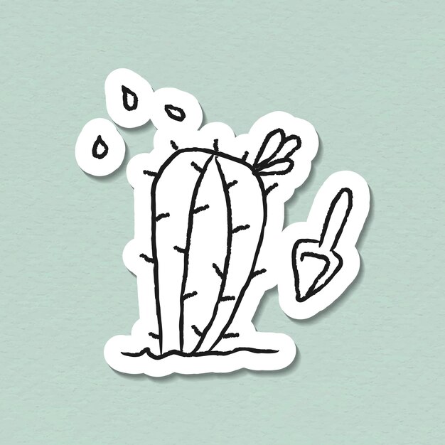 Vector de pegatina de doodle de cactus de plantación