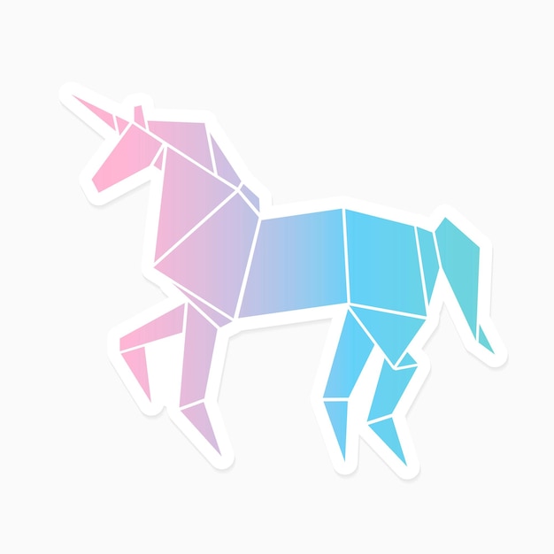 Vector de pegatina geométrica de unicornio de origami