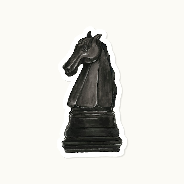 Vector gratuito vector de pegatina de pieza de ajedrez negro dibujado a mano